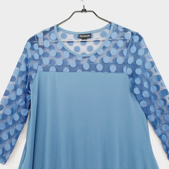 Nina Leonard Illusion High-Low Long Sleeve Crewneck Swing Dress P3537 - Picture 4 of 9